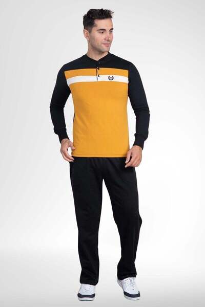 Mecit Pijama Ανδρικό σετ πιτζάμες Mecit 2763 Yellow 100% Cotton Plus Size