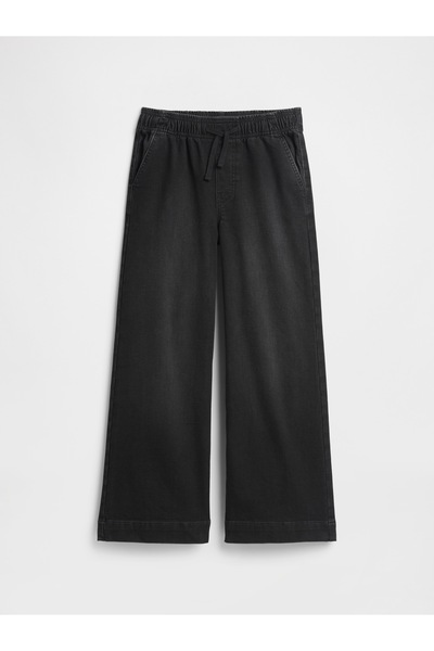 GAP Kız Çocuk Siyah Pull-On Wide-Leg Jean Pantolon