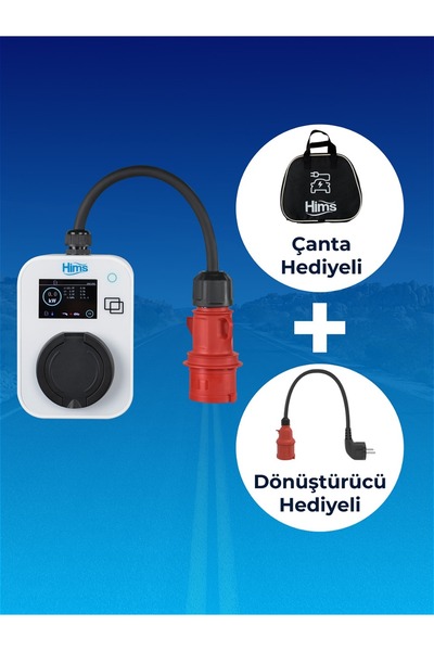 Hims 22kW Kilitli Soketli Beyaz Taşınabilir Araç Şarj İstasyonu HCTS-22-B