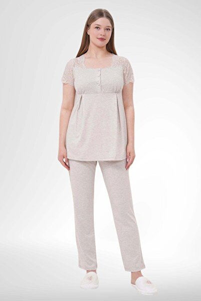 Mecit Pijama Σετ πιτζάμες εγκυμοσύνης Mecit 6056 Vizon