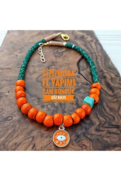 bizizmoda Bodrum Cam Boncuk Serenay Cam Kolye Nazar Boncuk Kolye