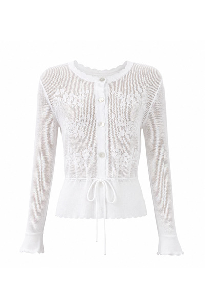 Serpirella Butik Openwork Tie Detail Cardigan