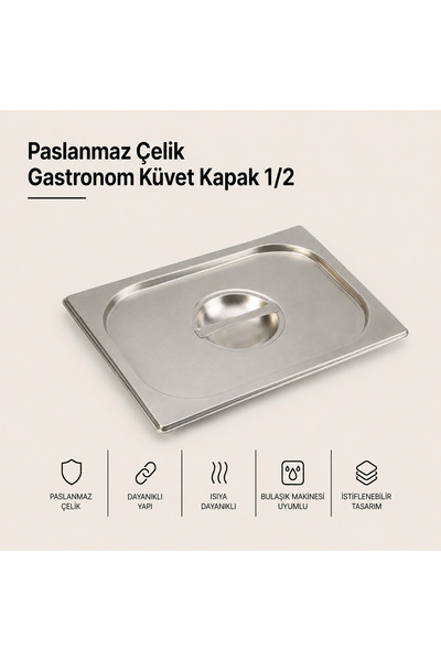 Natsan Paslanmaz Çelik Gastronom/gastronorm Küvet Kapak 1/2
