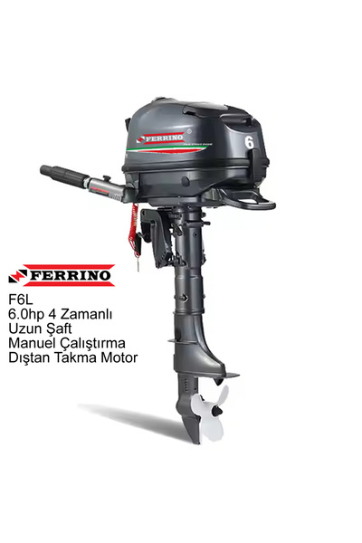 Ferrino 6Hp 4T Dıştan Takma Motor (Model:F6BML) Uzun Şaft Manuel