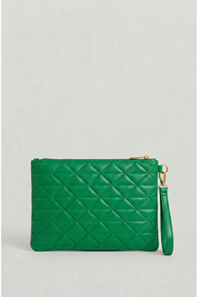 Bagfoni Geantă clutch portofoliu cu model triunghi verde iarbă