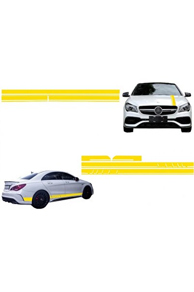 tuningset Set Autocolante Laterale și Capotă Plafon Hayon Galben Mat compatib...