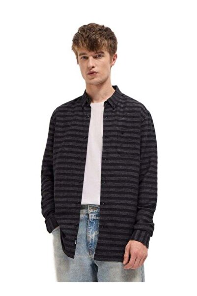 The Bear House Men's Black Horizontal Stripe Slim Fit Casual Shirt for Every ...
