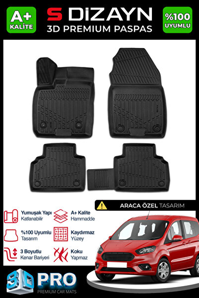 S Dizayn S-Dizayn Ford Courier 3D Pro Havuzlu Paspas 2014-2022 A+ Kalite 3DS-...