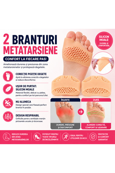 SMARTECH Set de 2 branțuri metatarsiene - separatoare de degete, silicon reut...