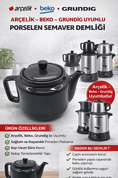 ÖZ BEYAZ EŞYA Se 9035 I Se 9036 I Inox Semaver Uyumlu Porselen Demlik (renk G...