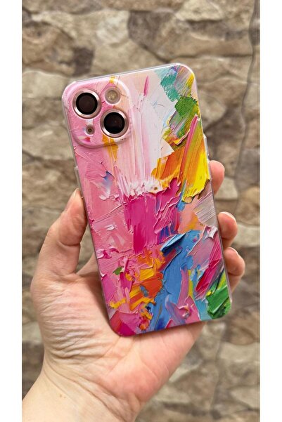 Vip Case iPhone 13 Uyumlu Renkli Soyut Desenli Şeffaf Darbe Emici Kamera Koru...