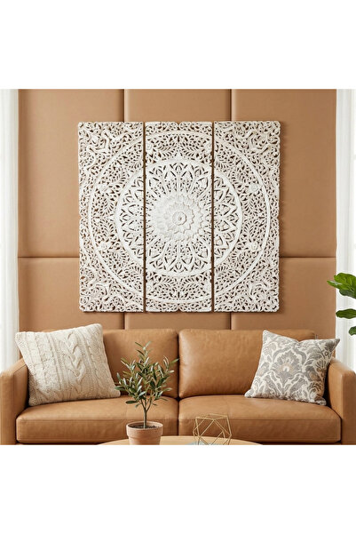 Souq DESIGNS Wooden Wall Panel White – Large Wall Panel 3D Wall Panels | Wood...
