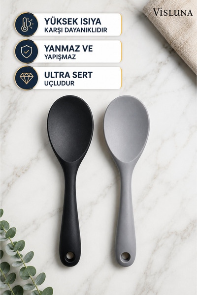 VİSLUNA ( 2 ADET ) Profesyonel Ultra Sert Uçlu Silikon Pilav Kaşığı – Yanmaz ...