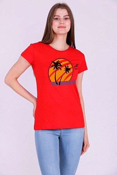 The Last Of Us Ellie Kırmızı Kadın Örme Kısa Kollu Tshirt