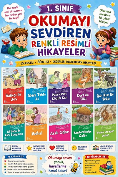 Ata Yayıncılık 1.Sınıf Okumayı Sevdiren Renkli Resimli Hikayeler- 10 Kitap