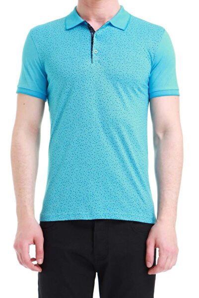 Efor Slim Fit %100 Pamuk Ribanalı Turkuaz Polo Yaka Tişört TS 736