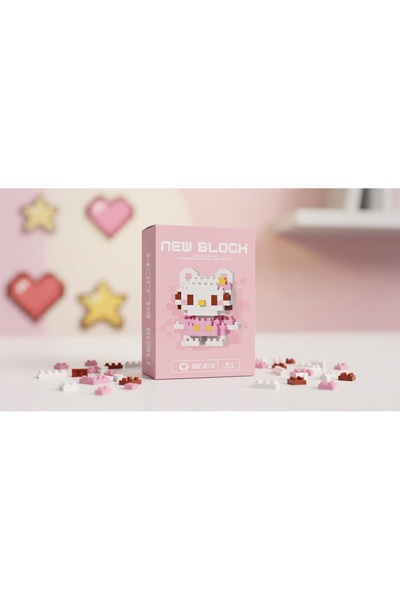 GLOWILLA Mini Blok Sevimli Karakter Kedi Figürü - Dekoratif Hobi Seti 3D Puzz...