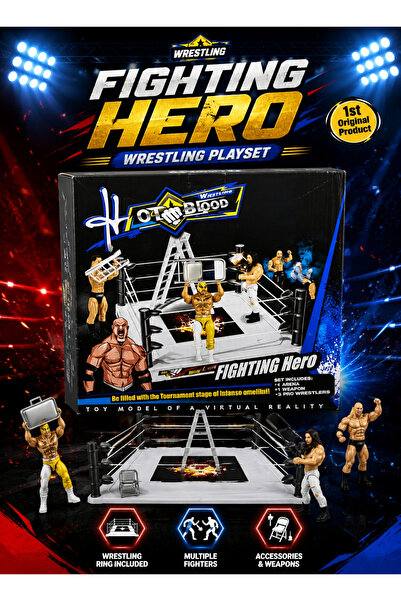 Premium Wrestling Ring Playset with Action Figures & Battle Accessories