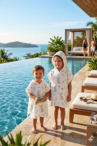 Las Vivas Kids Müslin Plaj Pançosu, %100 Pamuk Çocuk Bornozu, Bebek Deniz Hav...