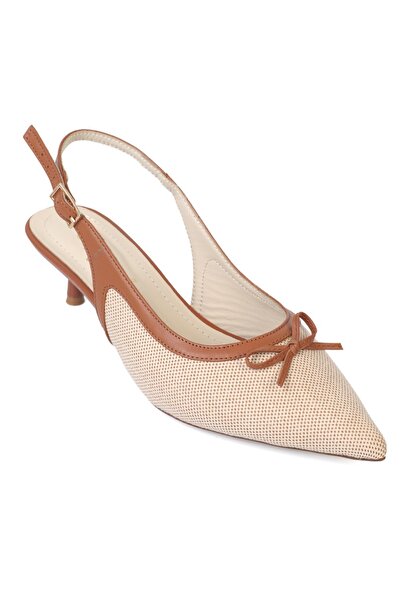 Capone Outfitters Gwenn Genuine Leather Pointed Toe Open Back Mid-Heeled Wome...