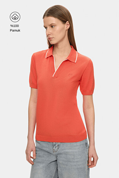 UCLA Sasha Pink Polo Collar Knitwear Embroidered 100% Cotton Standard Fit Wom...