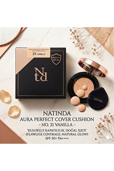 NATİNDA Natinda Cushion-vanilya-aqua Perfect Cover Cushıon # 21 (YEDEKLİ)