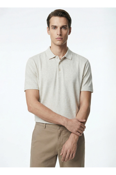 Fabrika Bej Erkek Slim Fit Melanj Polo T-Shirt F6SM-TST 2995