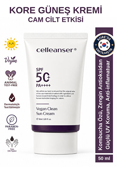 celleanser Kore Vegan Güneş Kremi - Cam Cilt Görünümü Veren Ve 100.000 Ppm Ko...