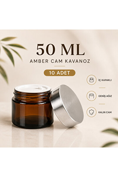 makrobay 10 Pieces 50 ml Luxury Glass Cream Jars - Leak-Proof Amber Cream Jar...