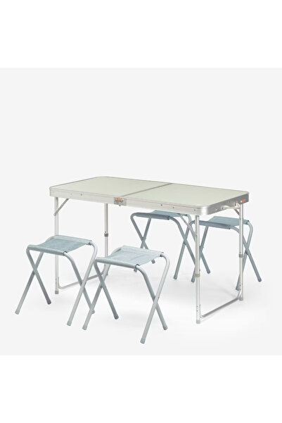 Decathlon Katlanır Kamp Masası - 4 Tabureli - 4/6 Kişilik