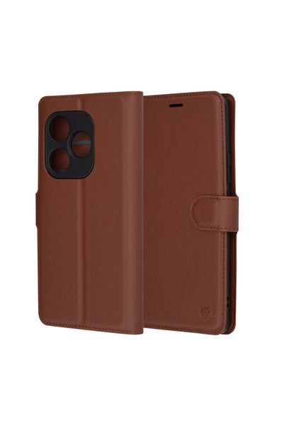 Techsuit Калъф за Realme GT 6 / GT 6T - Кожен фолио калъф - Кафяв