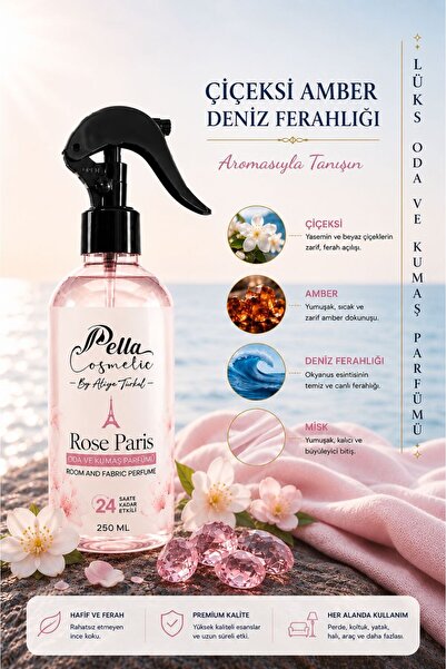 Pella Cosmetic Lüks Oda ve Kumaş Parfümü Kalıcı Ferah Koku, 24 Saat Etkili