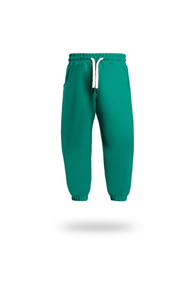HeyAdventure Erkek / Kız Çocuk Cepli Jogger Eşofman Altı Paçası Lastikli Yeşil