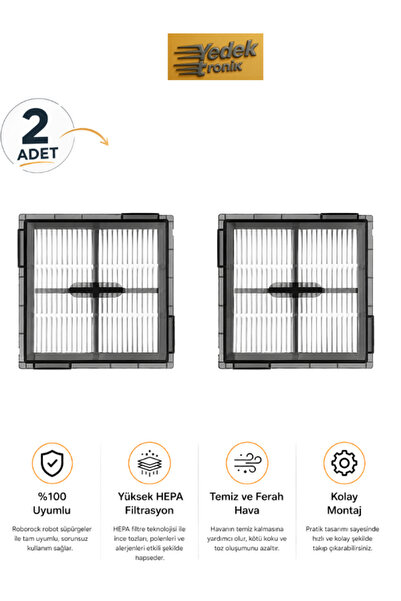 Roborock S8 Pro / S8 Pro Plus / Q8 Max Pro / Q8 Max Pro Plus Uyumlu 2’li HEPA...