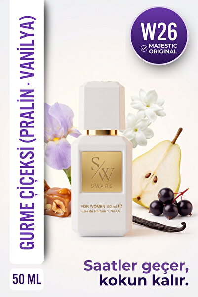 Swars Parfüm W26 Kadın Parfüm Çiçeksi Gurme Edp 50 ML İris Vanilya Pralin Armut