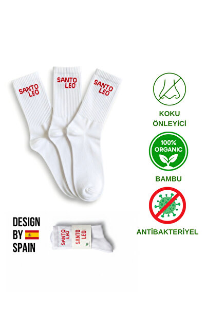 SANTO LEO 3 Pairs White Cotton Tennis College Socks Socket Socks
