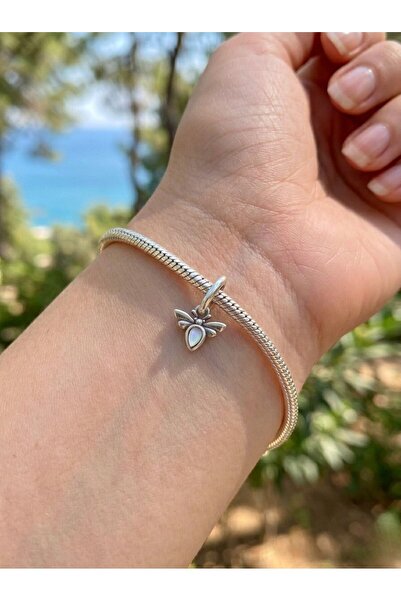 My Story Beyaz Arı Mini Sallantılı Gümüş Charm