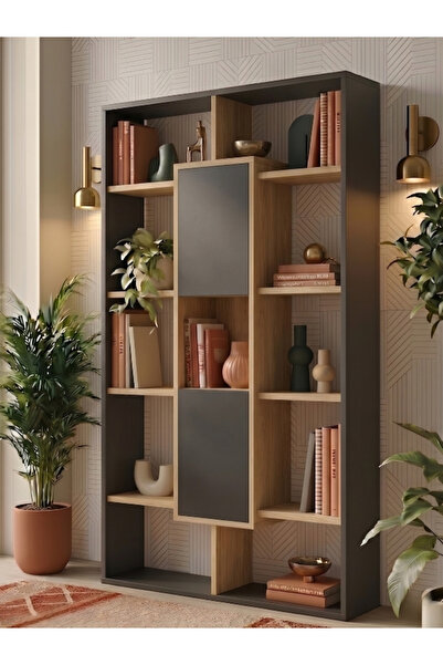 Free Home Premium MDF Ürün Axis Kitaplık - Modern Asimetrik Tasarım Şık Dekor...
