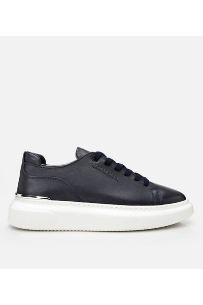 Hotiç Marineblaue Herren-Freizeitschuhe aus echtem Leder