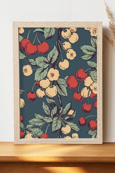 Luna Marissa Αφίσα Retro Cherries - Χοντρό χαρτί χωρίς πλαίσιο, ψηφιακή διακο...