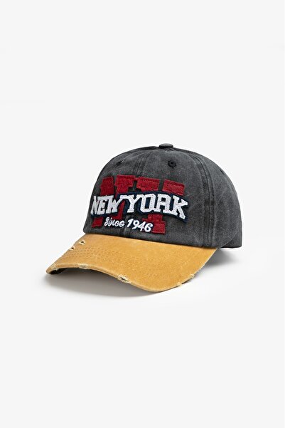 Super Rare Pălărie neagră Acid Wash New York NY