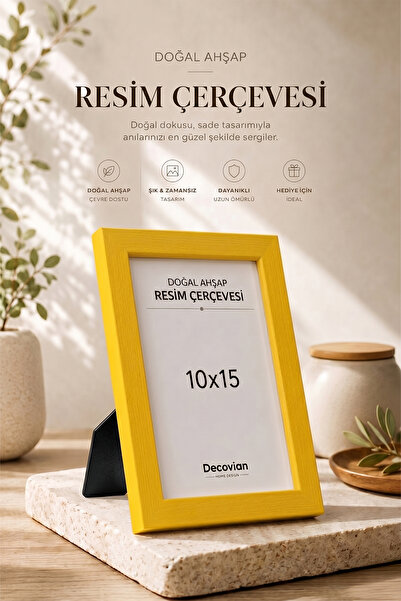 DecovianHomeDesign Doğal Ahşap Modern Ayaklı Tekli 10x15 Fotoğraf Çerçevesi |...