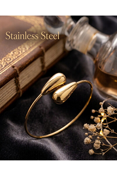 stainless steell gold renk çift taraflı ayarlanabilir damla bote çelik bileklik