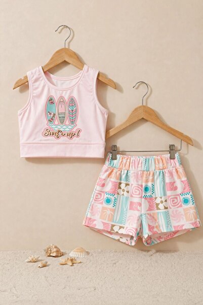 ZUZUNGA Set de bikini pentru fete cu imprimeu Surf