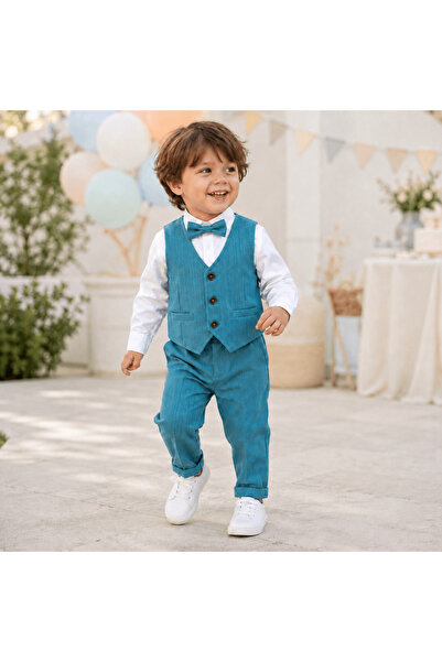 Kidohug Costum elegant baieti, Kidohug, 4 piese: Camasa alba, Pantaloni lungi...