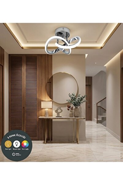 Lzy Avize Store Snowflake Plafonyer Krom LED Avize 3 Renk | Salon, Mutfak, Ço...