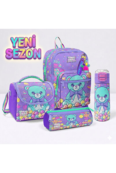 Coral High Kids Desenli 4’lü Okul Çanta Seti