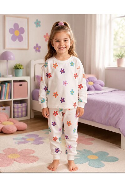 Pajama Shop Devojčin komplet od 100% pamuk dela, tkanina sa sitnim cvećem, Sa...