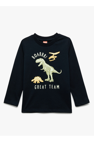 Koton Lacivert Unisex Bebek Baskılı T-Shirt 6WMB10054TK-A