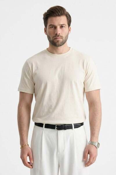 Madmext Ecru Regular Fit Basic мъжка тениска 6131